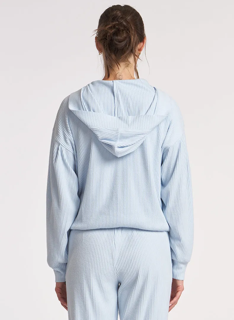 Brushed Rib Pleat Sleeve Hoodie