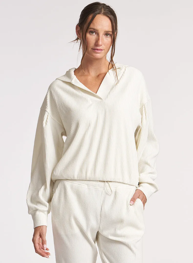 Brushed Rib Pleat Sleeve Hoodie