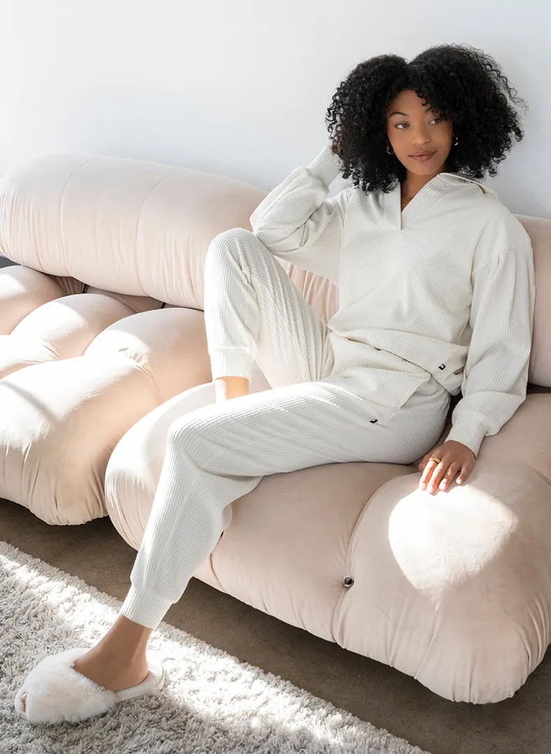 Brushed Rib Pleat Sleeve Hoodie