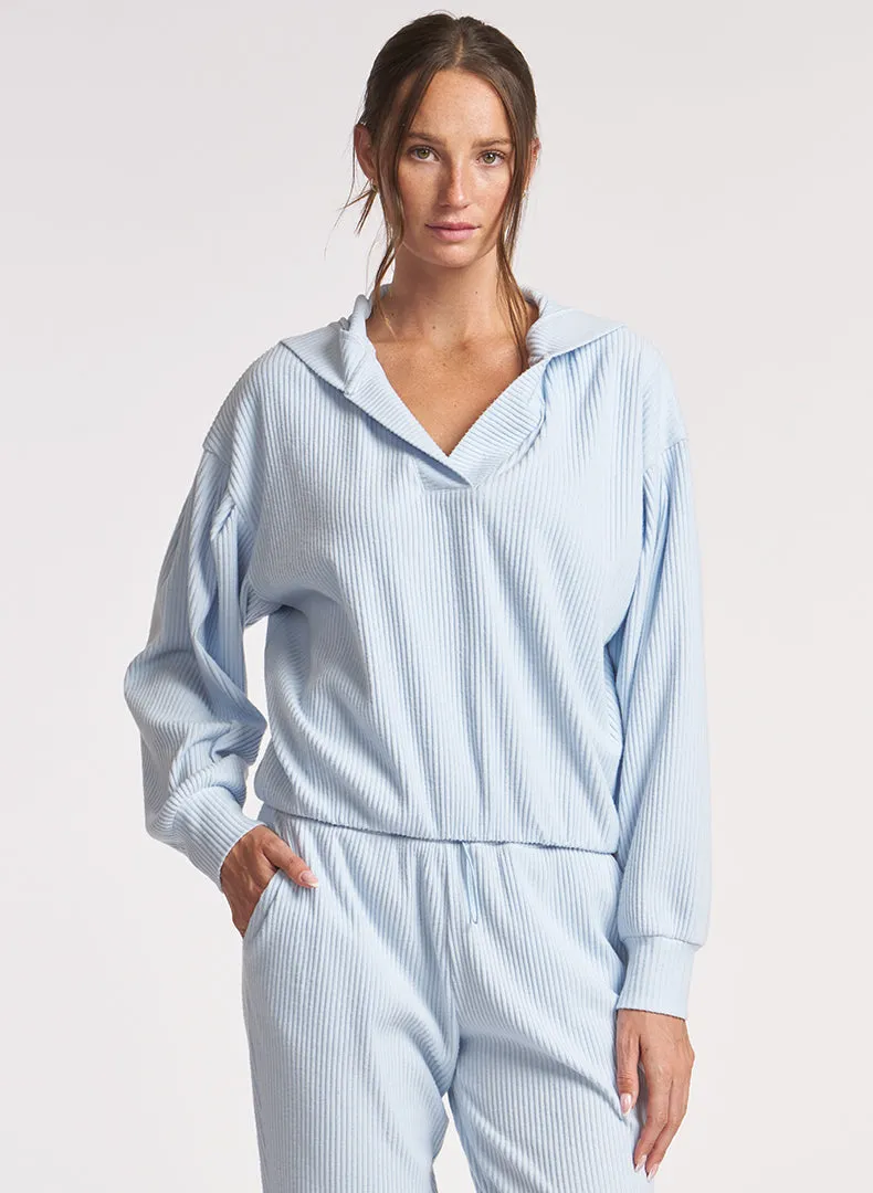 Brushed Rib Pleat Sleeve Hoodie