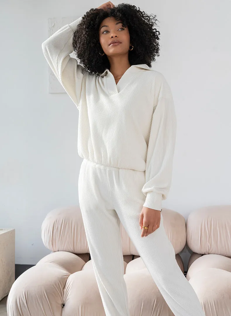 Brushed Rib Pleat Sleeve Hoodie