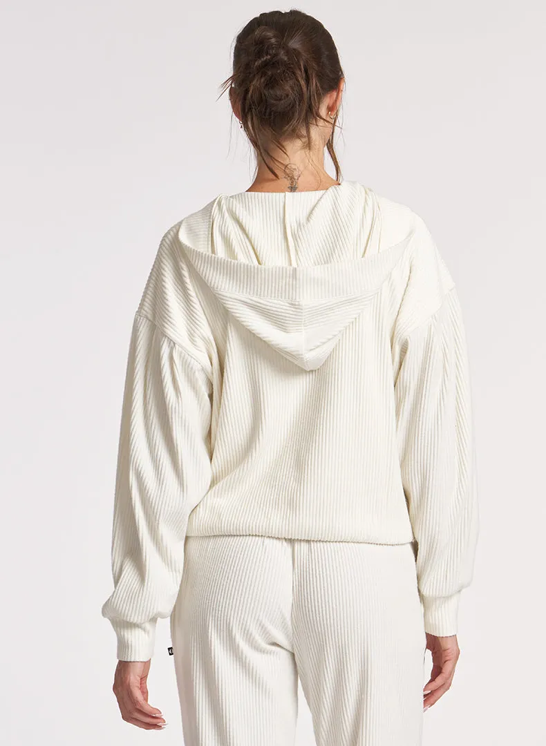 Brushed Rib Pleat Sleeve Hoodie