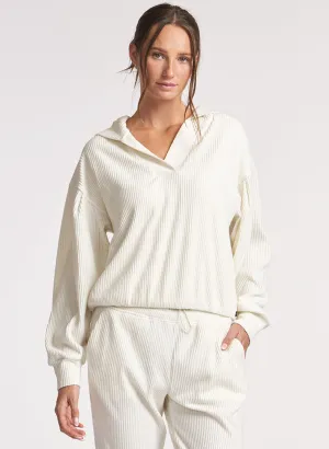 Brushed Rib Pleat Sleeve Hoodie