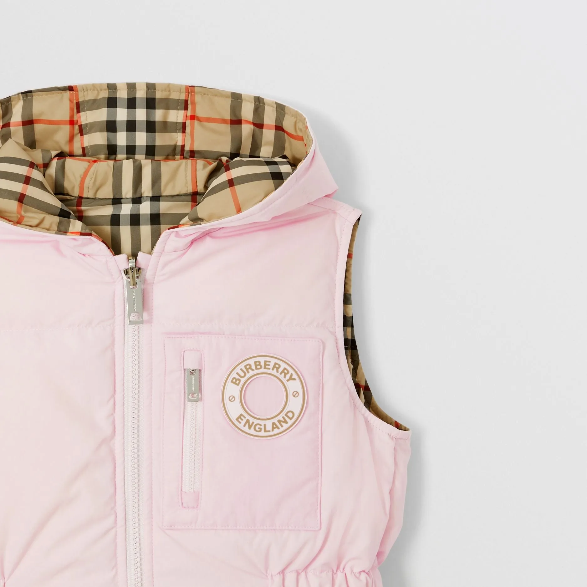 Burberry Reversible Girls Pink Puffer Gilet