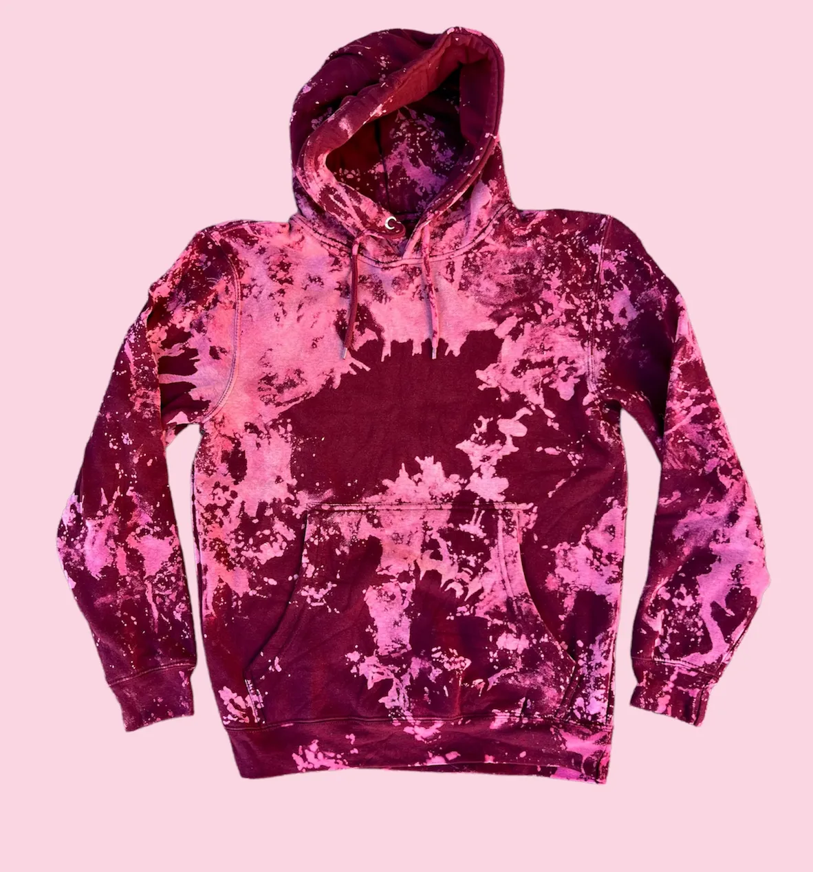 Burgundy Bleach Tie Dye Hoodie