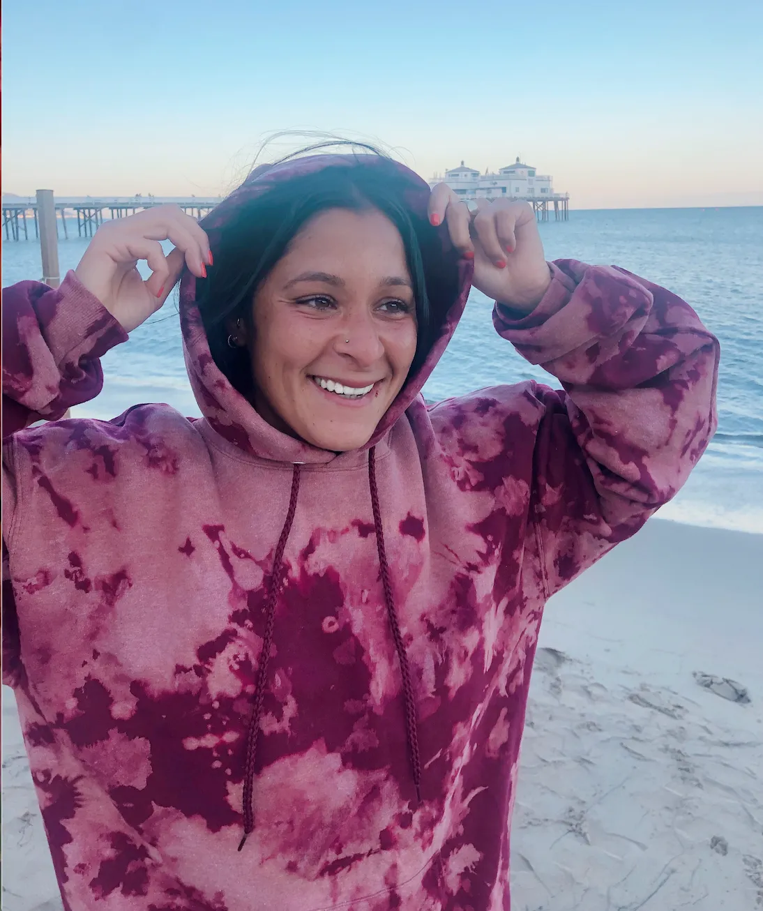 Burgundy Bleach Tie Dye Hoodie