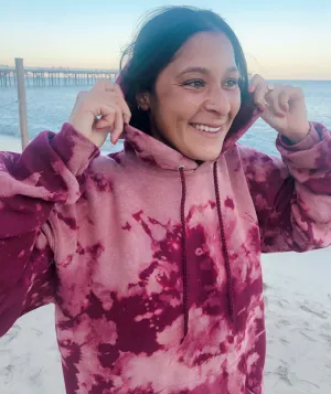 Burgundy Bleach Tie Dye Hoodie