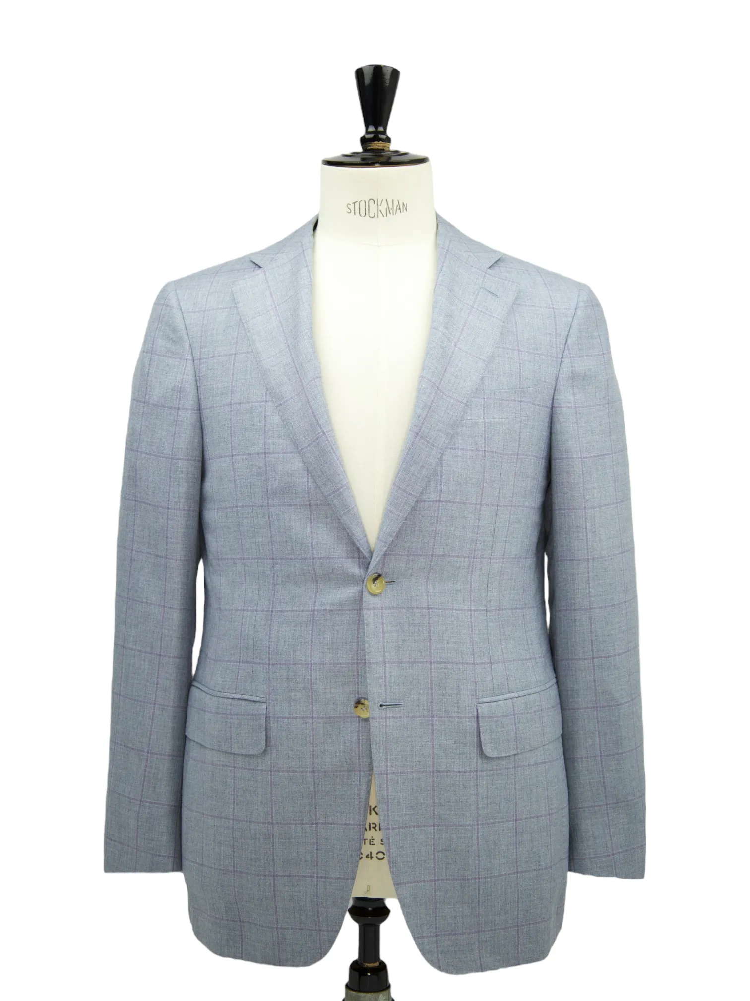 Canali Light Grey & Lavendel Cashmere & Silk Windowpane Jacket