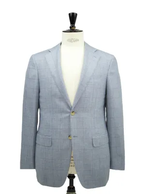 Canali Light Grey & Lavendel Cashmere & Silk Windowpane Jacket