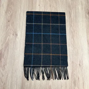 Cashmere blend scarf -charcoal with multi-colour checks