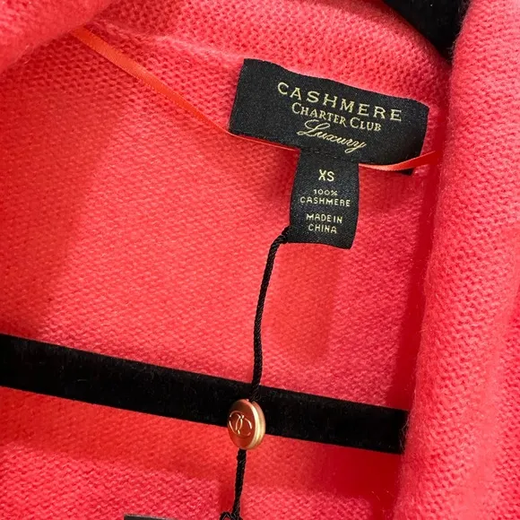 Cashmere charter club‎ luxury coral cardigan A16