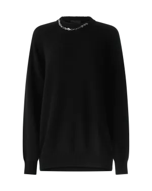 Cashmere Crewneck Sweater With Chain