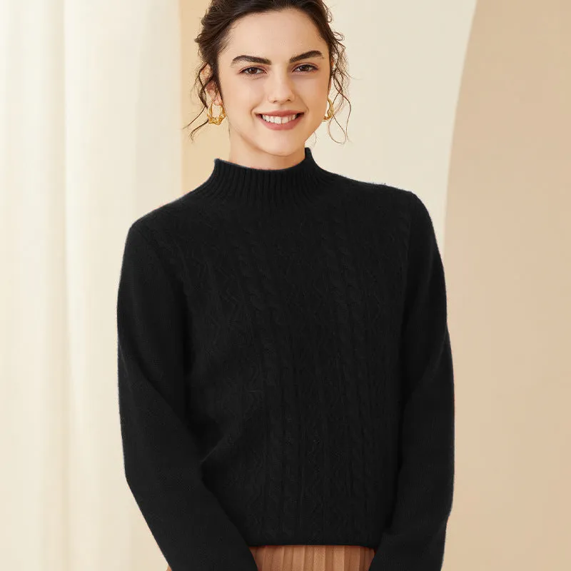 Cashmere Sweater for Women Warm Mock neck Long Sleeve Cashmere Sweater
