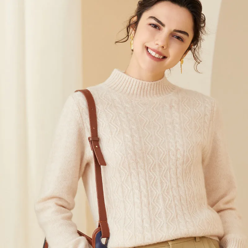 Cashmere Sweater for Women Warm Mock neck Long Sleeve Cashmere Sweater
