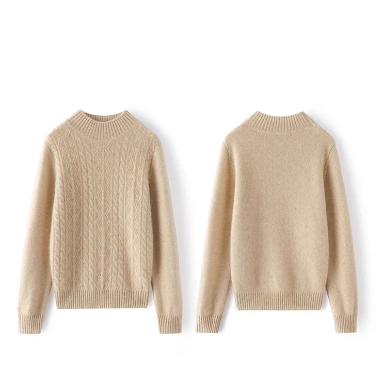 Cashmere Sweater for Women Warm Mock neck Long Sleeve Cashmere Sweater