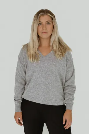 Cashmere V neck Crew - Marle Grey