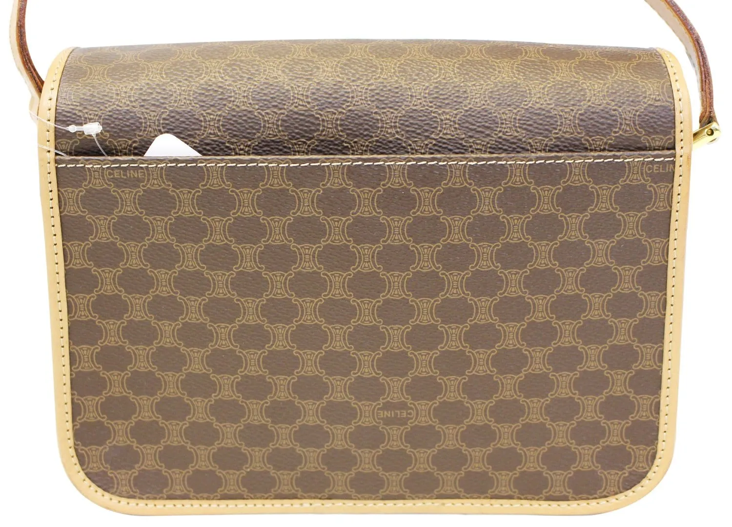 CELINE Macadam Pattern PVC Leather Brown Crossbody Bag
