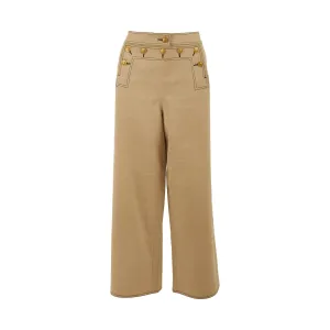 Chanel Beige Logo Button Pants