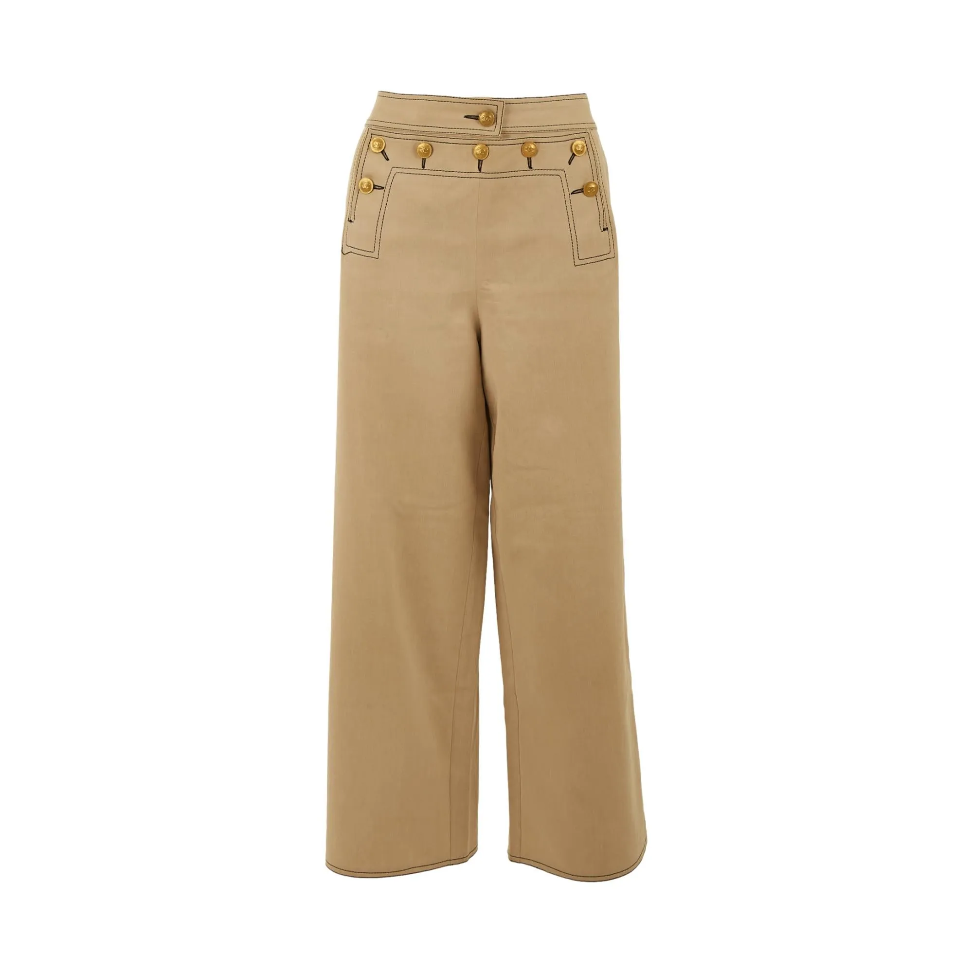 Chanel Beige Logo Button Pants