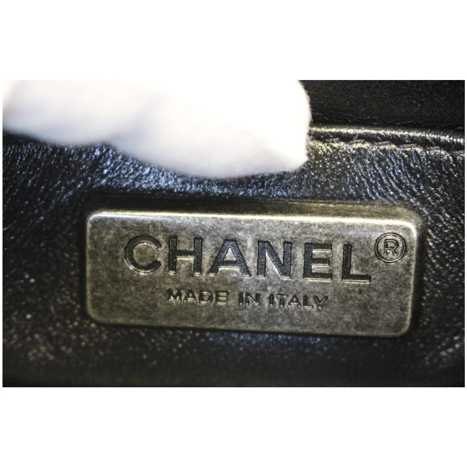 CHANEL Mini Boy Galuchat Stingray Flap Bag Black Silver