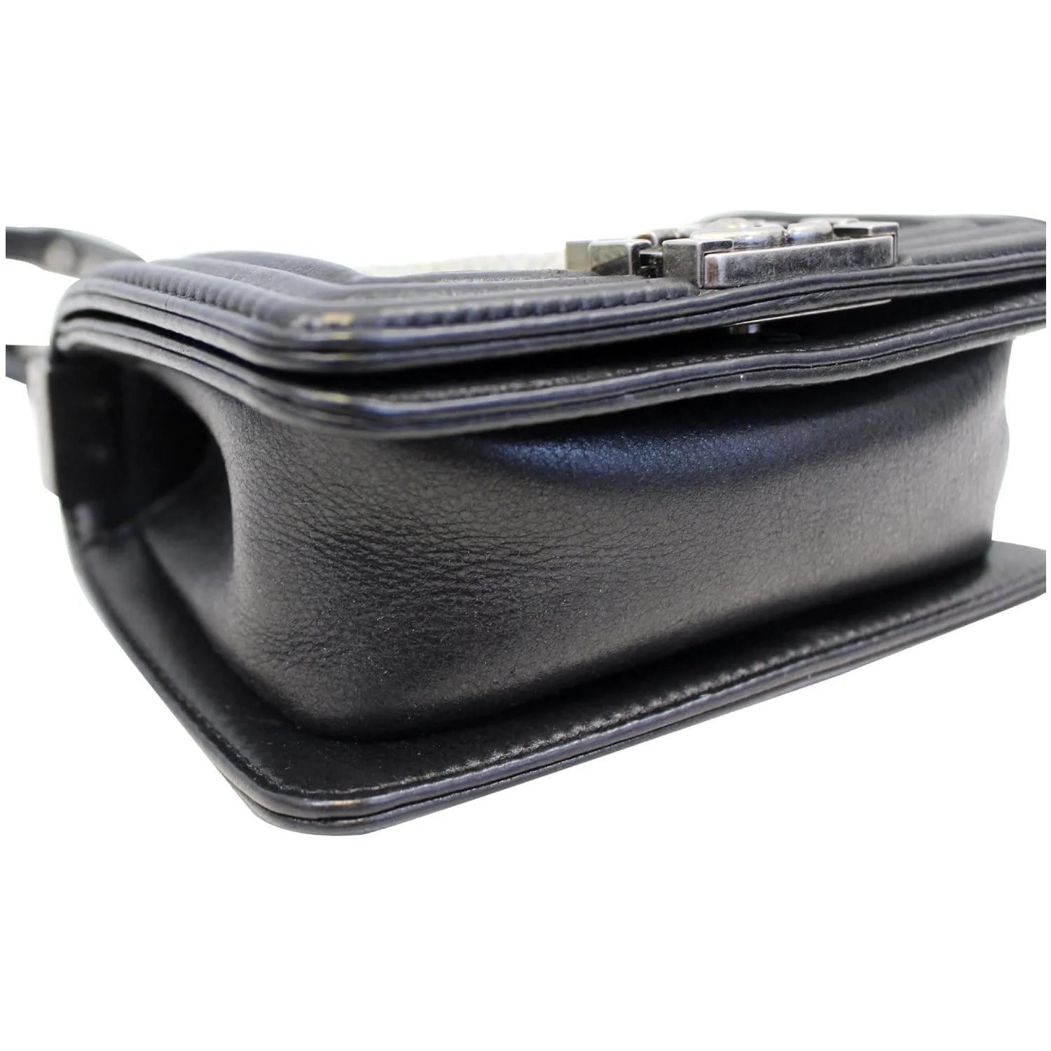 CHANEL Mini Boy Galuchat Stingray Flap Bag Black Silver