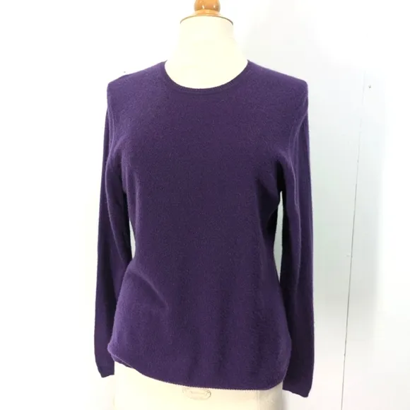 Charter Club 100 % Cashmere Sweater in Dark Purple 2Ply Classic Quiet Luxury