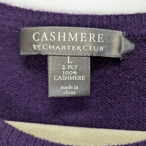 Charter Club 100 % Cashmere Sweater in Dark Purple 2Ply Classic Quiet Luxury