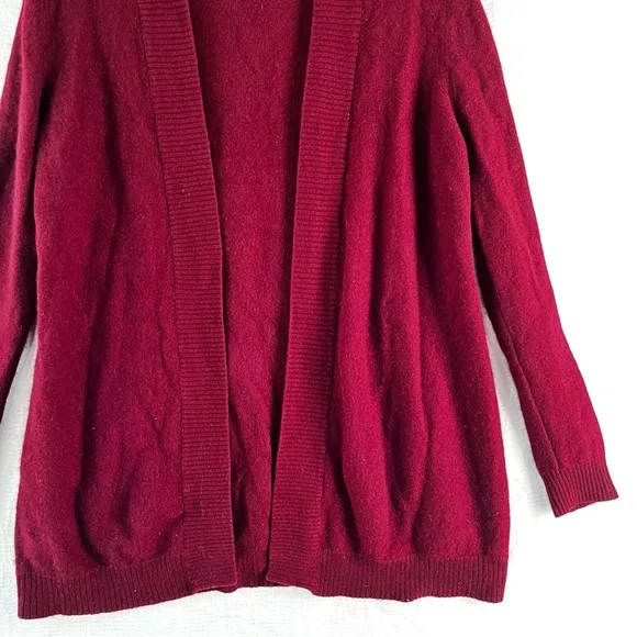 Charter Club Cashmere Luxury Cardigan Open Front Sweater Womens M Red Maroon Top