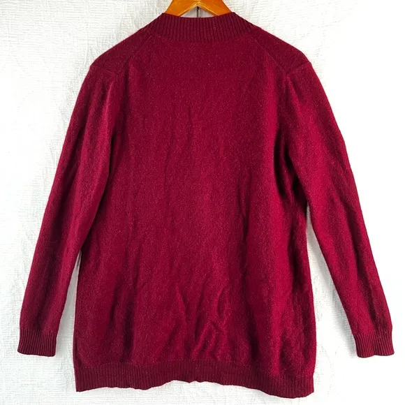 Charter Club Cashmere Luxury Cardigan Open Front Sweater Womens M Red Maroon Top