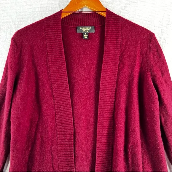 Charter Club Cashmere Luxury Cardigan Open Front Sweater Womens M Red Maroon Top