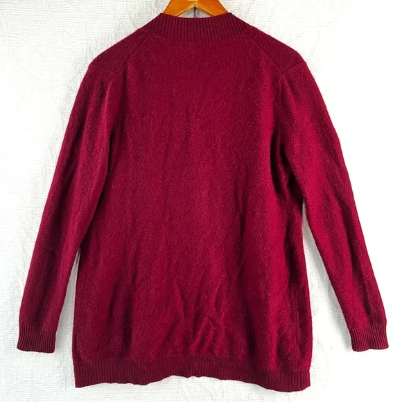 Charter Club Cashmere Luxury Cardigan Open Front Sweater Womens M Red Maroon Top