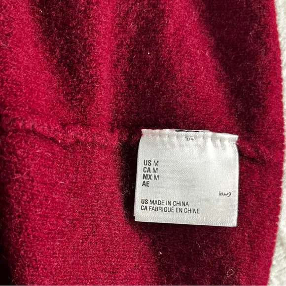 Charter Club Cashmere Luxury Cardigan Open Front Sweater Womens M Red Maroon Top