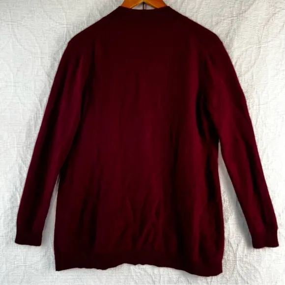Charter Club Cashmere Luxury Cardigan Open Front Sweater Womens M Red Maroon Top