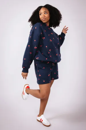 Cherry Sweat Shorts for Women in Navy | PSP1392-NAVY