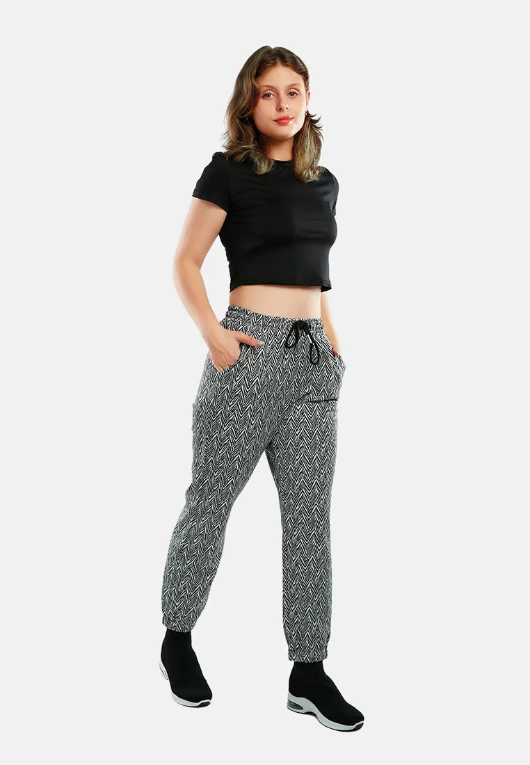 Chevron Patterned Jogger Pants