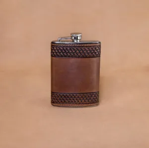 Chocolate Tooled Basket Weave Flask