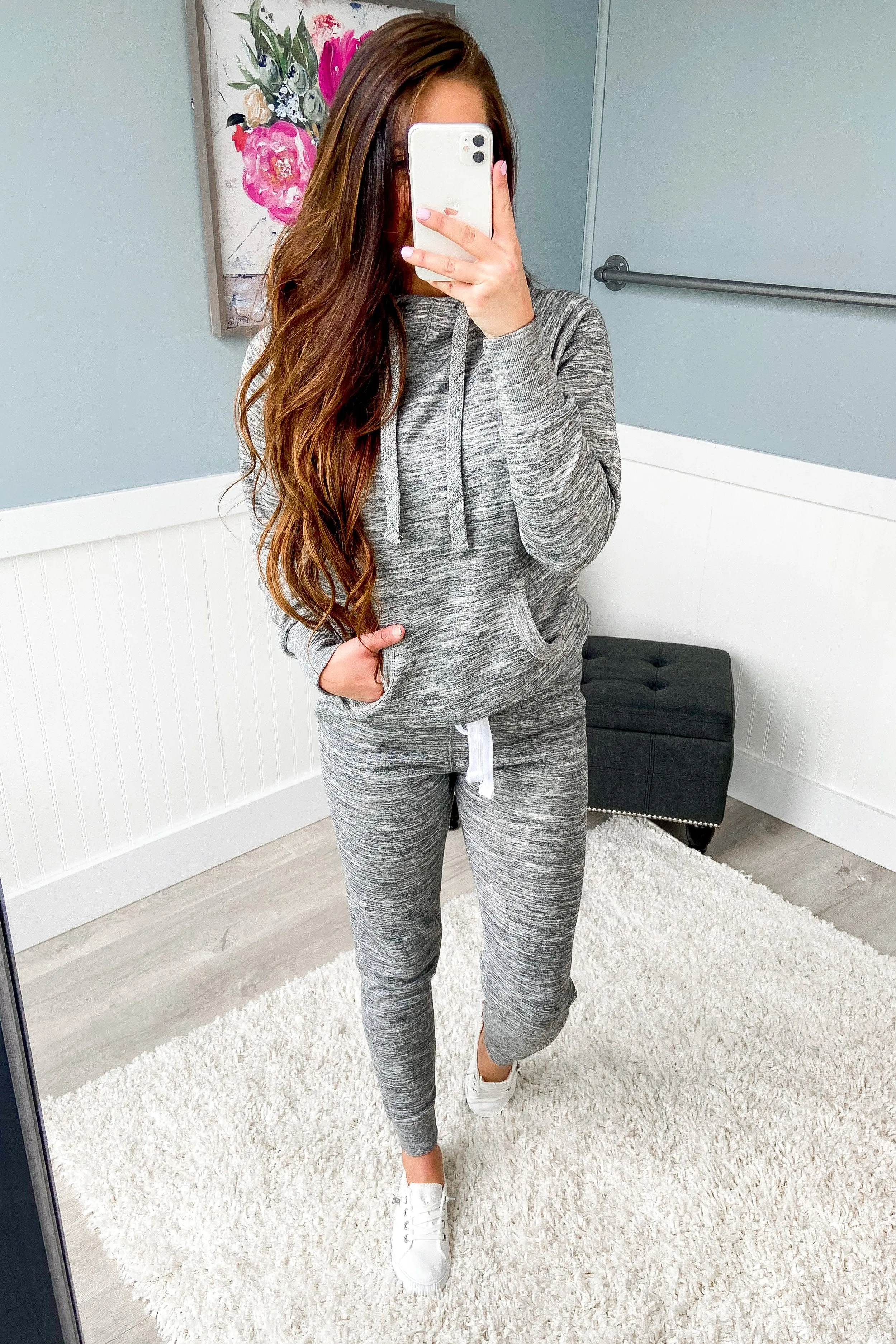 Chunky Drawstring Joggers- Marbled Charcoal