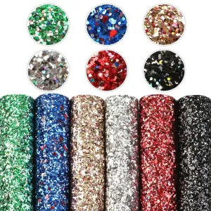 Chunky Glitter Faux Leather 6 x A5 Sheets Bundle - Dark Holographic