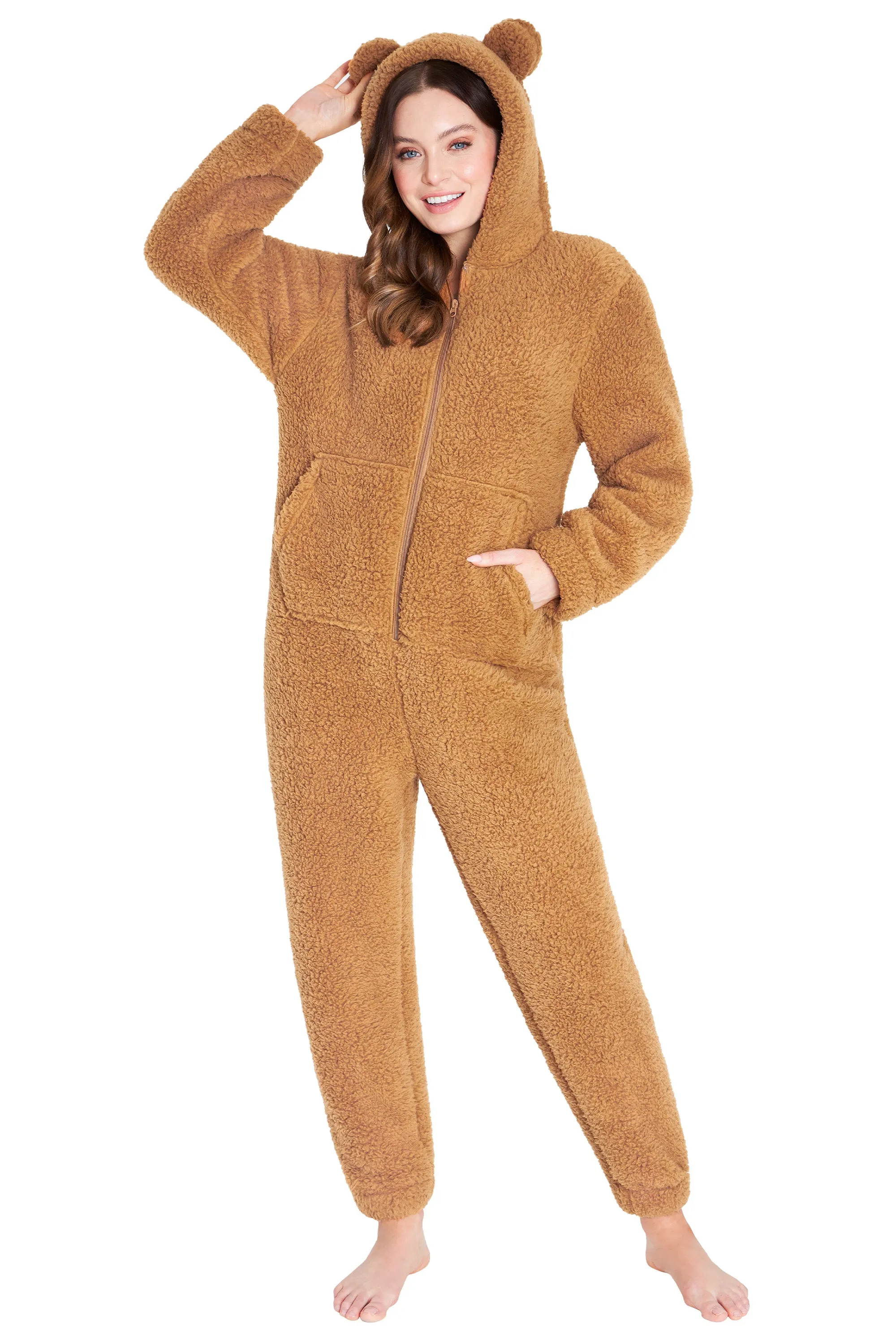 CityComfort Onesies for Women, Teddy Fleece Onesie, Warm Fluffy Loungewear