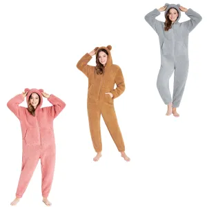 CityComfort Onesies for Women, Teddy Fleece Onesie, Warm Fluffy Loungewear
