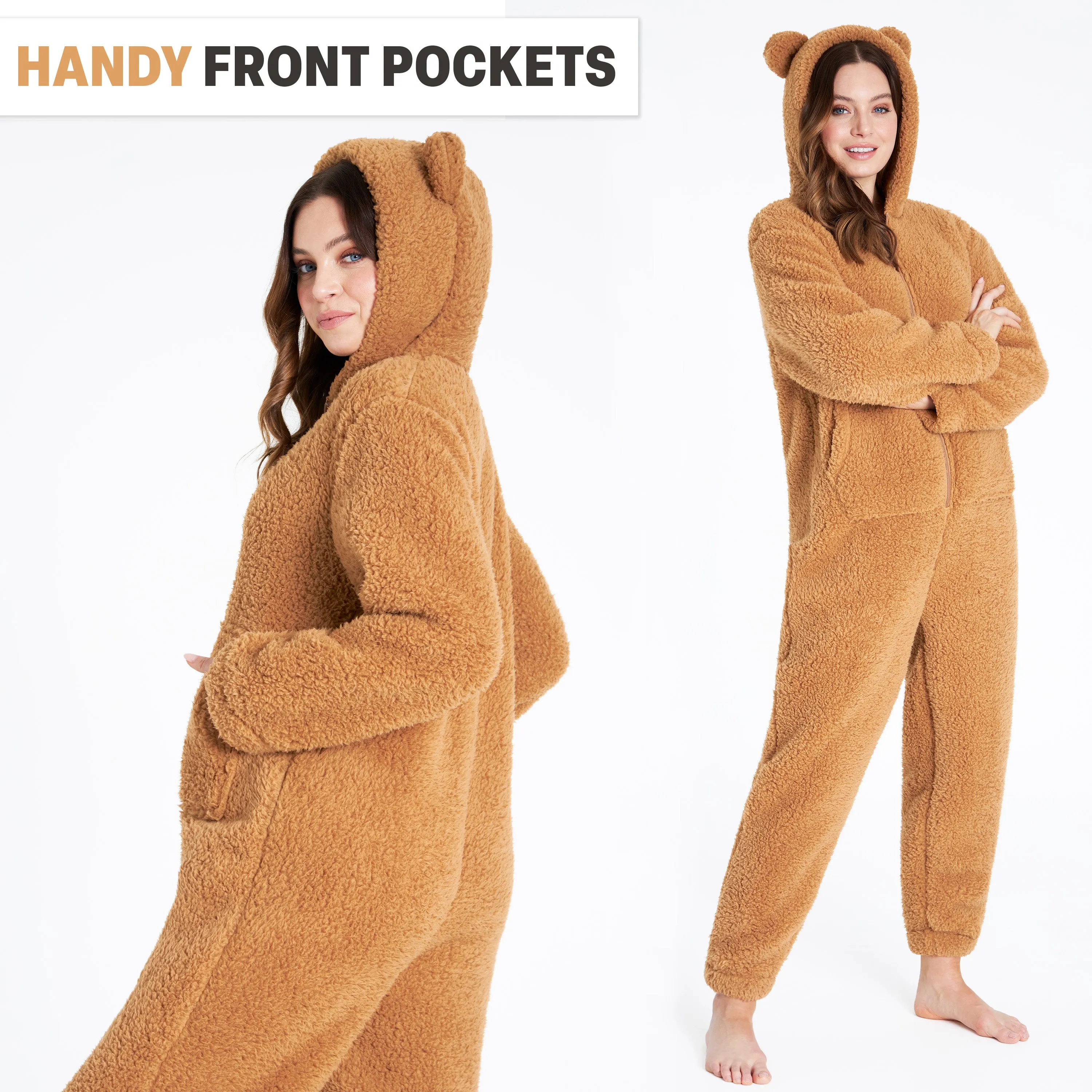 CityComfort Onesies for Women, Teddy Fleece Onesie, Warm Fluffy Loungewear