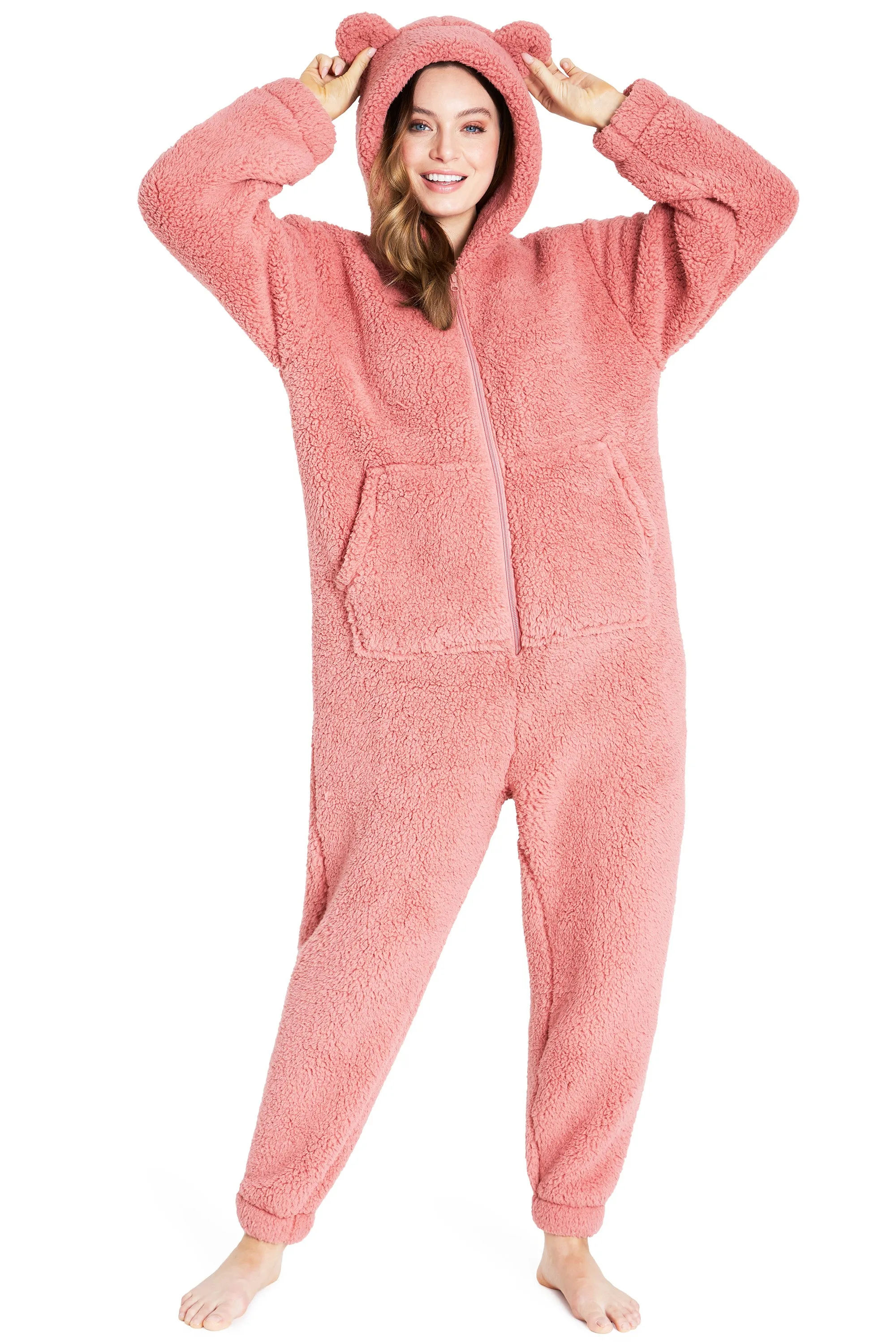 CityComfort Onesies for Women, Teddy Fleece Onesie, Warm Fluffy Loungewear
