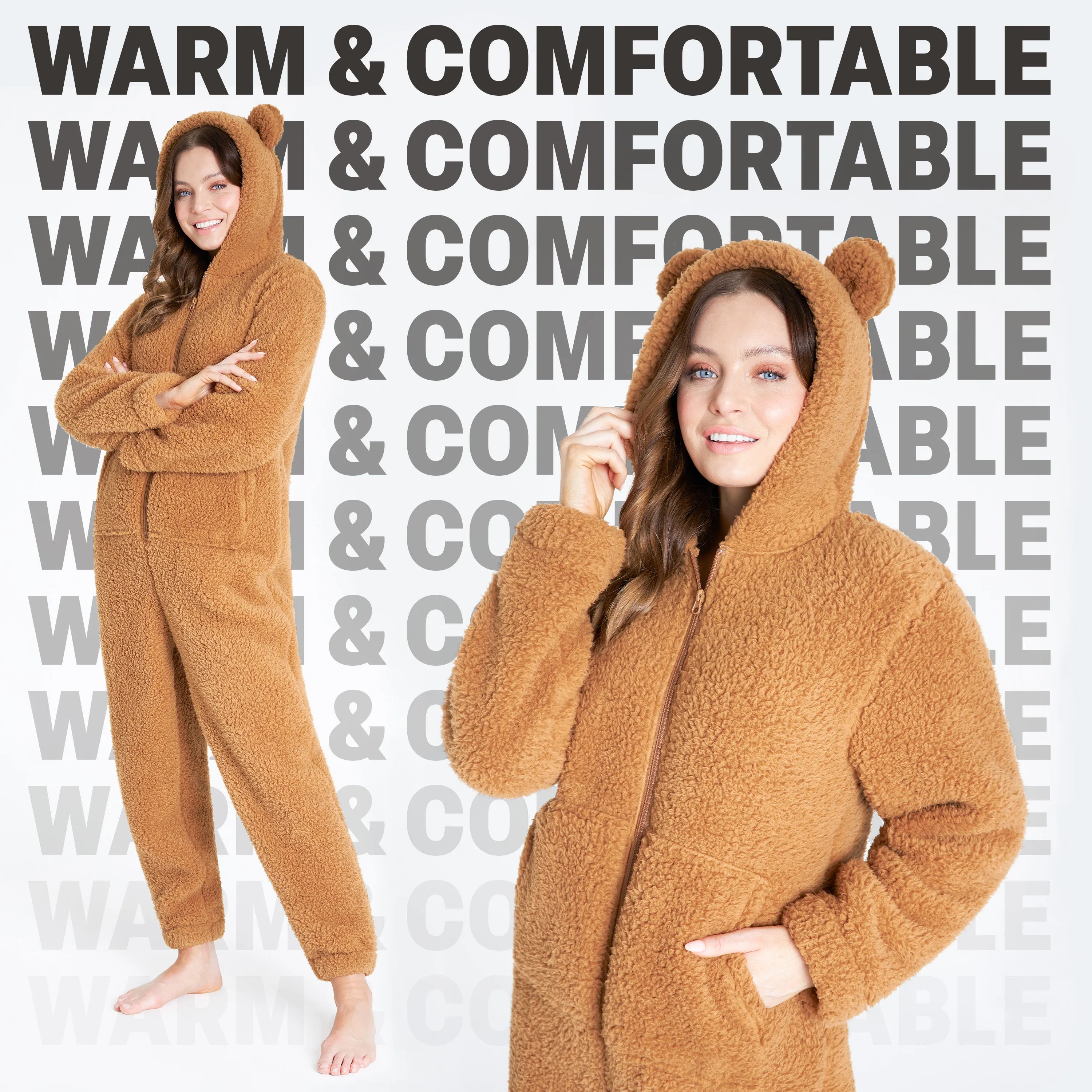 CityComfort Onesies for Women, Teddy Fleece Onesie, Warm Fluffy Loungewear
