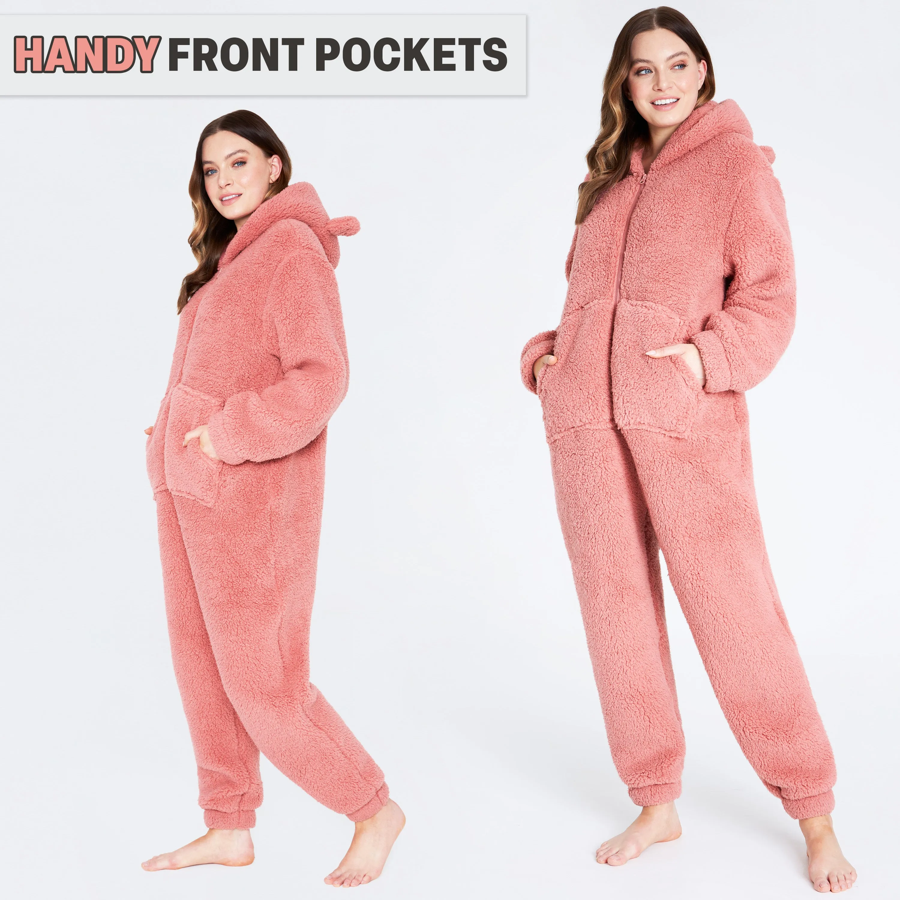 CityComfort Onesies for Women, Teddy Fleece Onesie, Warm Fluffy Loungewear