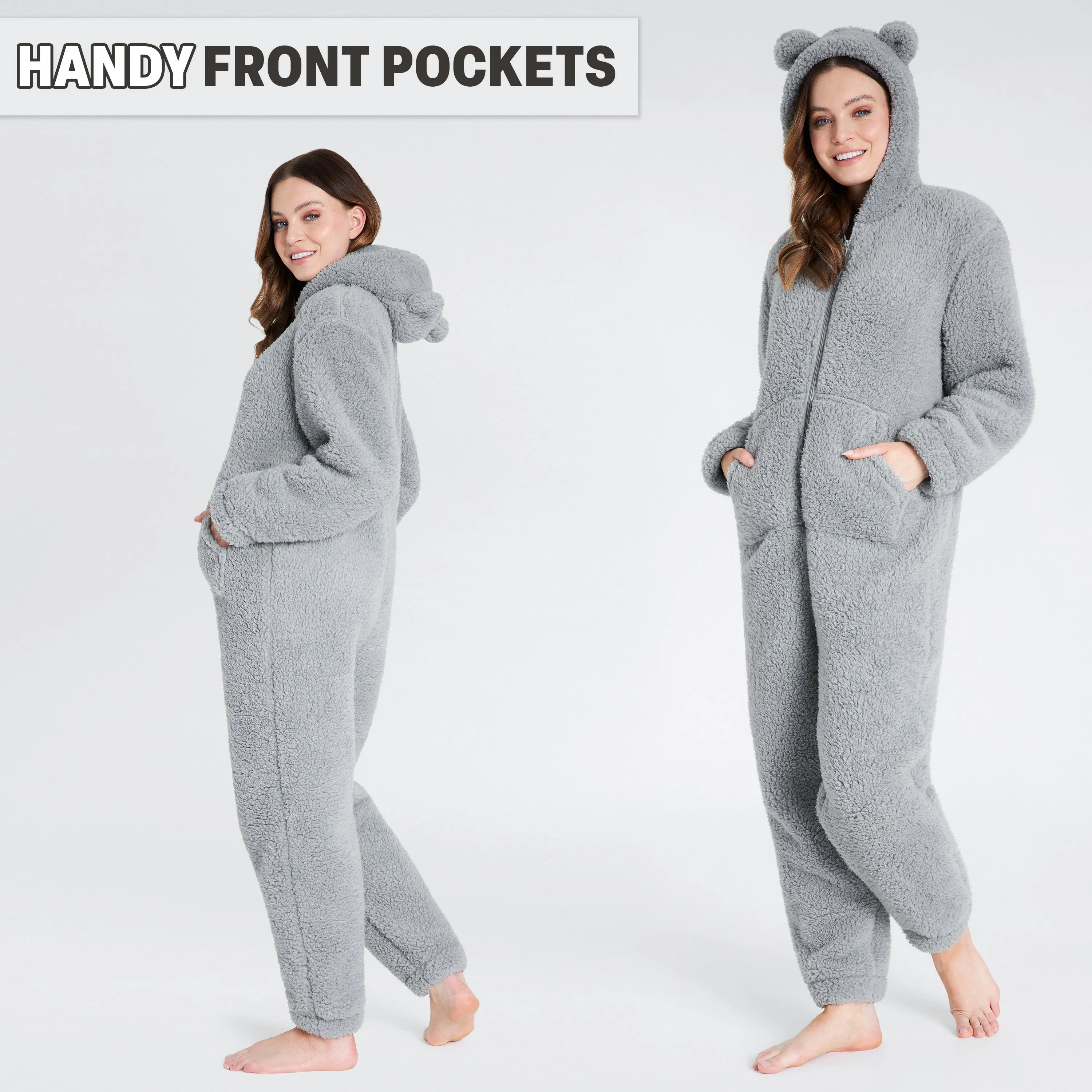 CityComfort Onesies for Women, Teddy Fleece Onesie, Warm Fluffy Loungewear