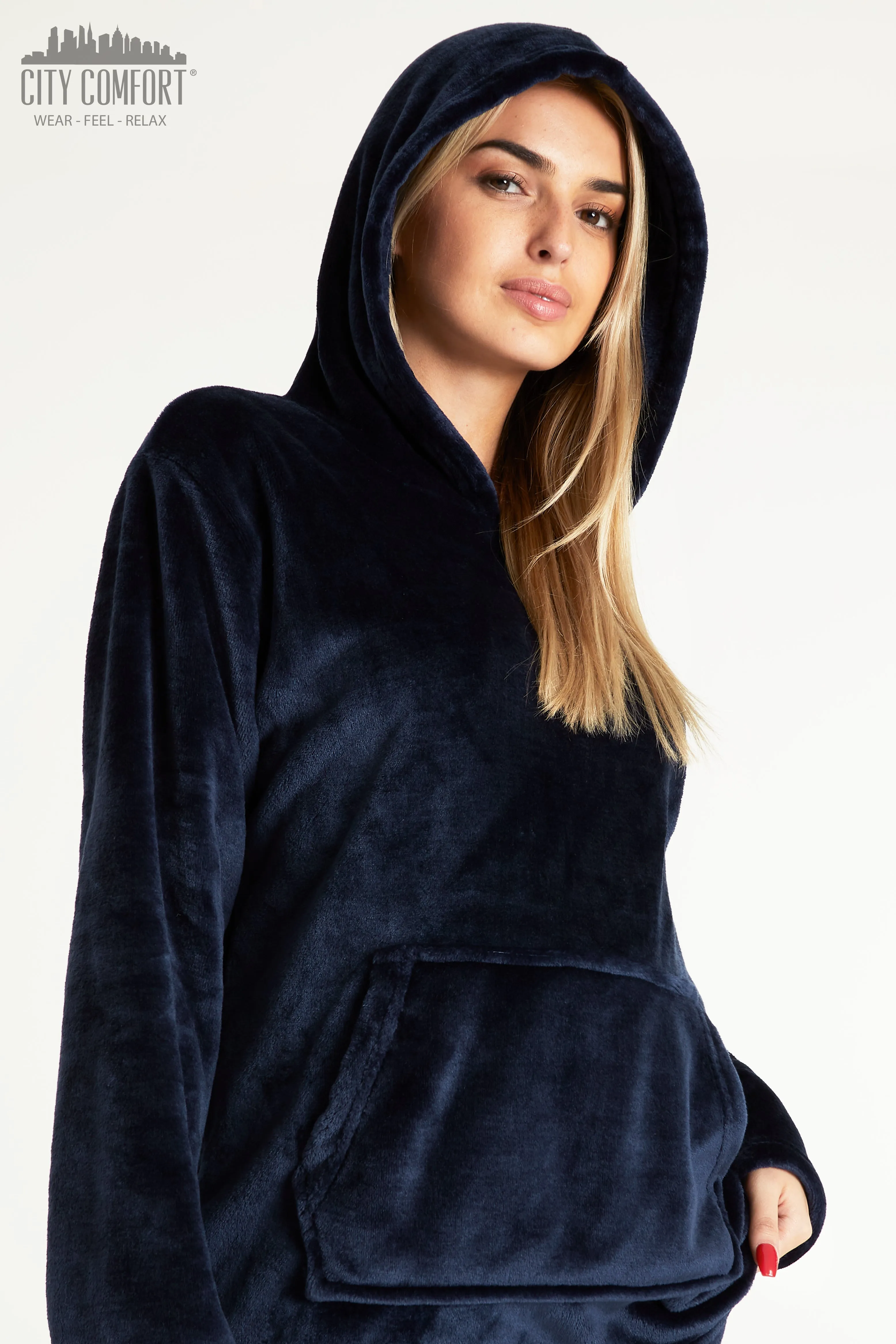 CityComfort Pyjamas Set for Women and Teens Fleece Hooded Long PJs Warm Loungewear Fluffy Nightwear Soft Cosy Sleepwear Gifts for Her