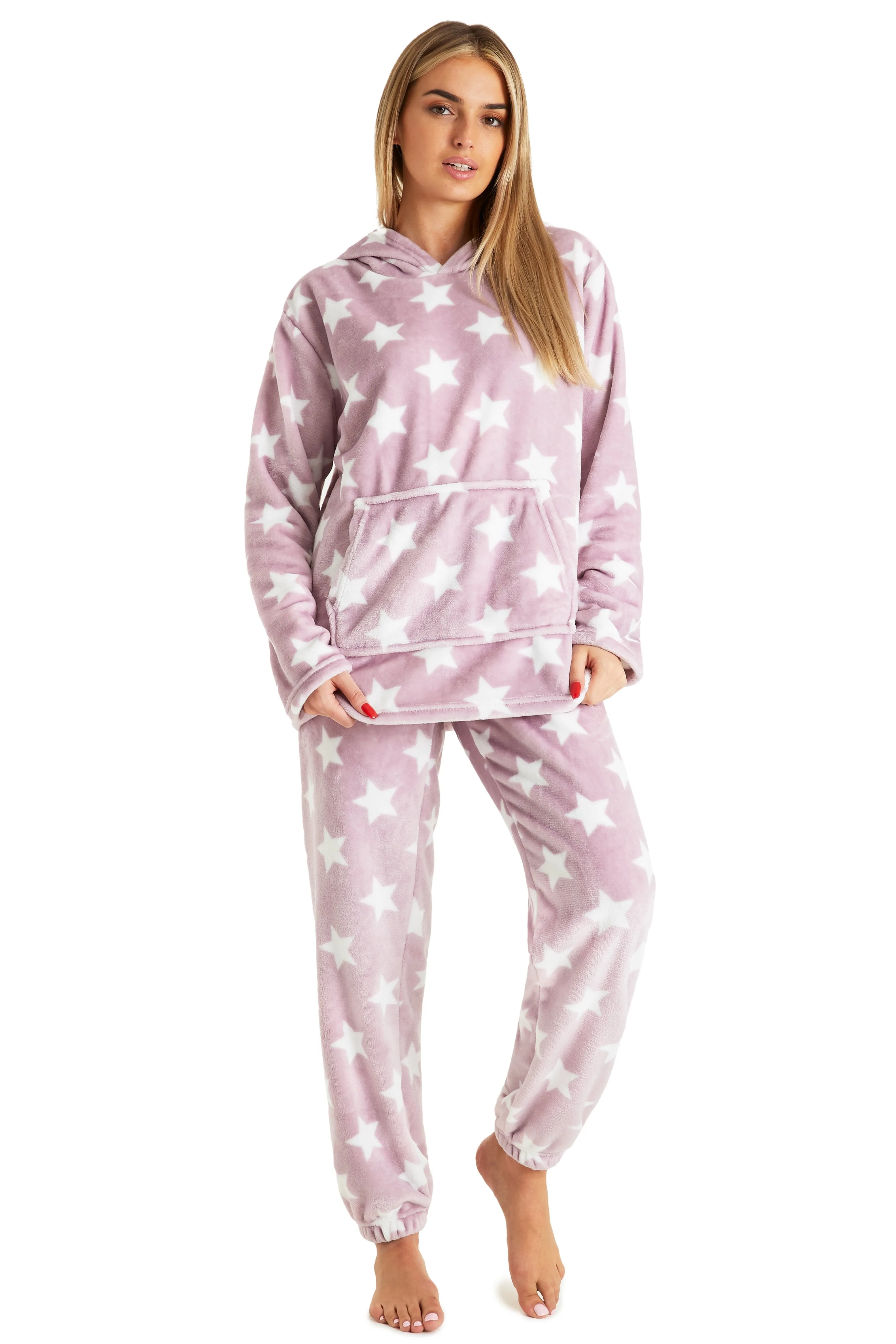 CityComfort Pyjamas Set for Women and Teens Fleece Hooded Long PJs Warm Loungewear Fluffy Nightwear Soft Cosy Sleepwear Gifts for Her