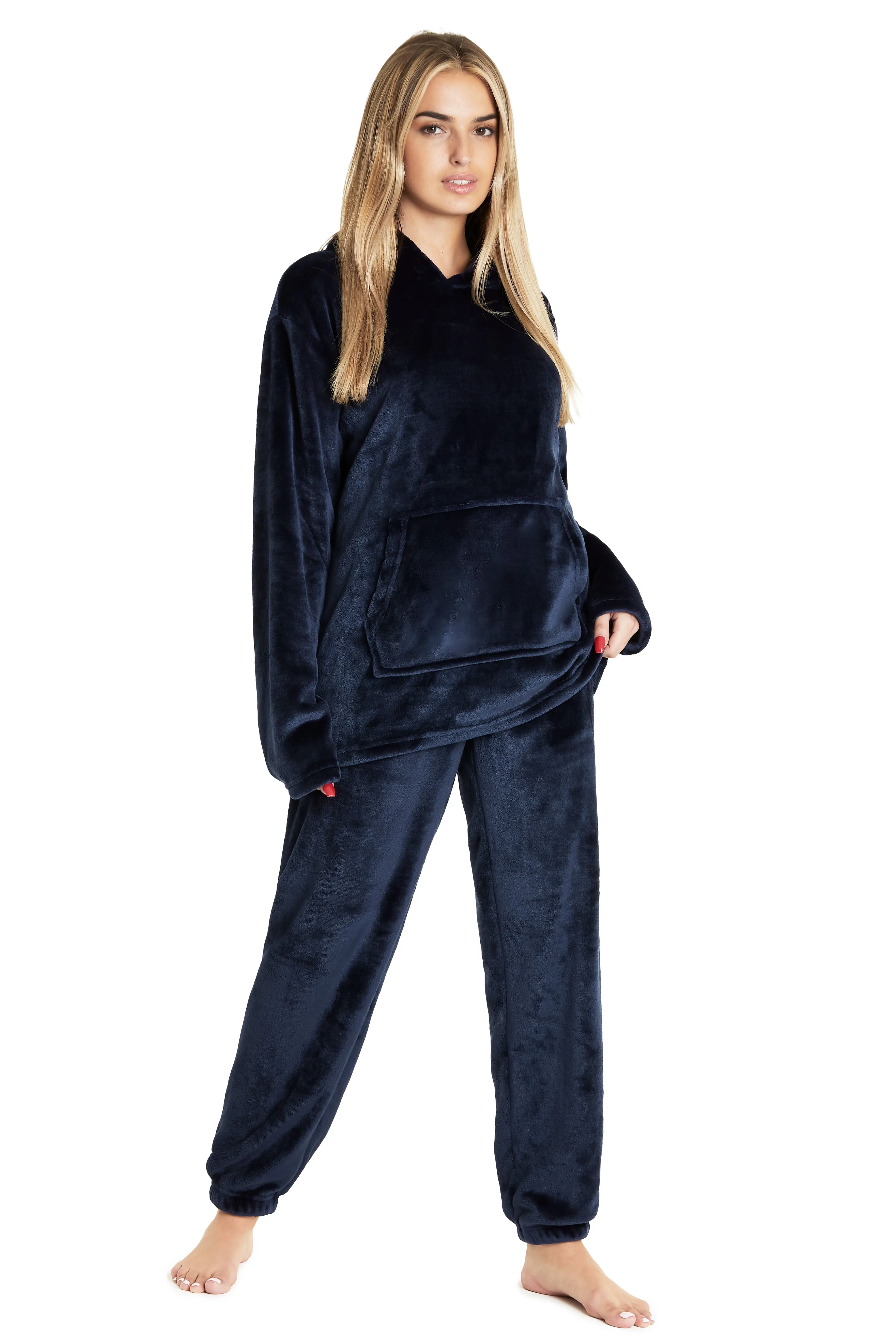 CityComfort Pyjamas Set for Women and Teens Fleece Hooded Long PJs Warm Loungewear Fluffy Nightwear Soft Cosy Sleepwear Gifts for Her