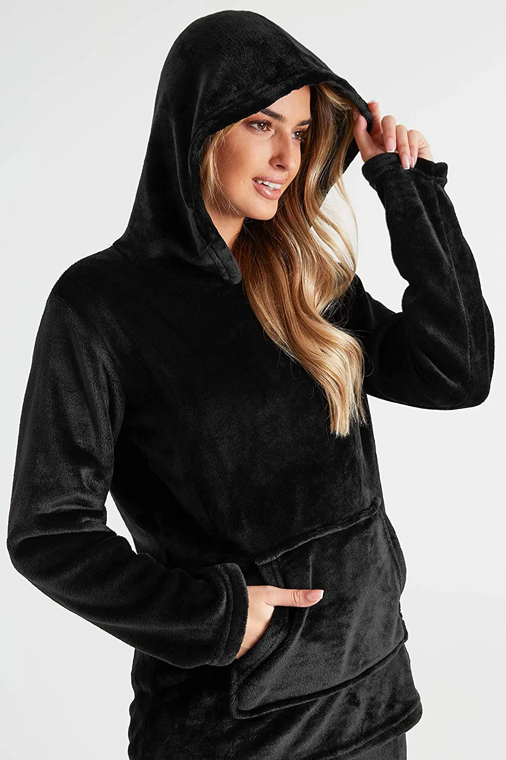 CityComfort Pyjamas Set for Women and Teens Fleece Hooded Long PJs Warm Loungewear Fluffy Nightwear Soft Cosy Sleepwear Gifts for Her