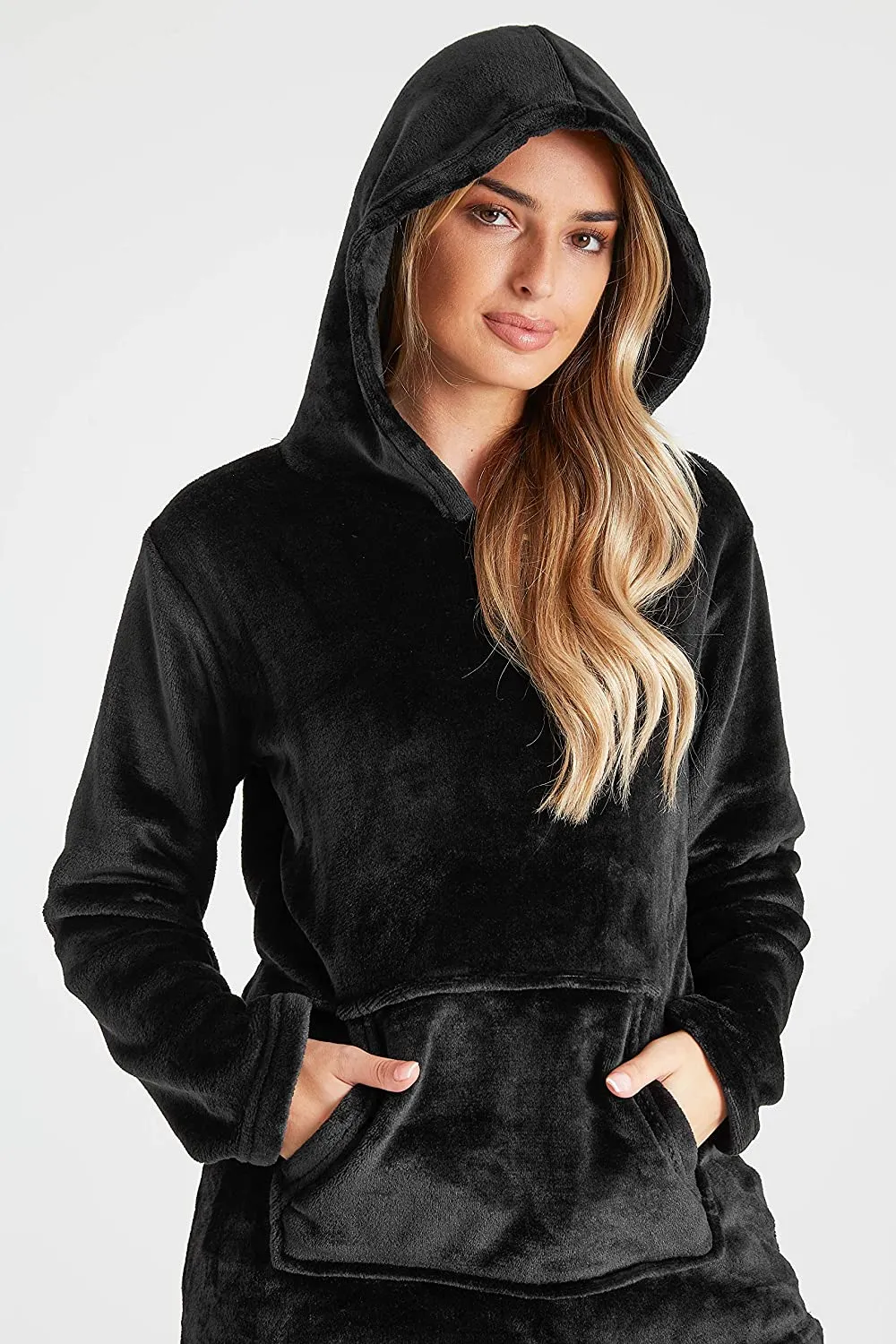 CityComfort Pyjamas Set for Women and Teens Fleece Hooded Long PJs Warm Loungewear Fluffy Nightwear Soft Cosy Sleepwear Gifts for Her